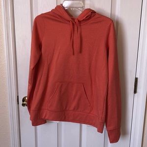 Xersion performance hoodie ladies small orange peach with thumb holes